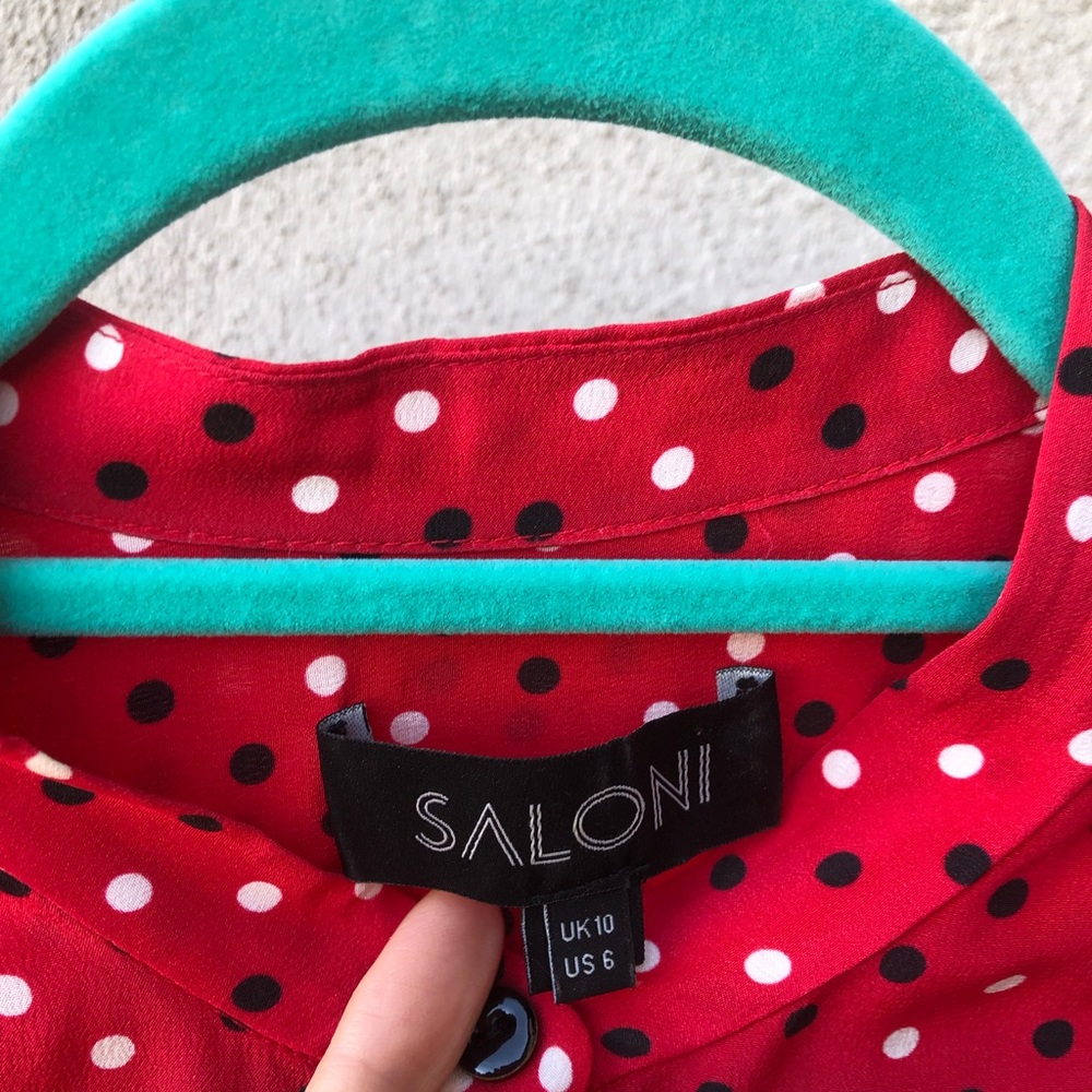Saloni Women's Saloni Scarlet Tyra Button Down Silk Shirt Dress Size 6 - Picture 5 of 15